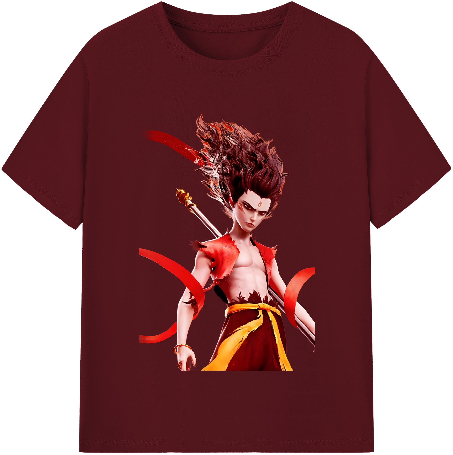 （画像用） Ne Zha 2 ナタ 魔童の大暴れ 綿100％半袖Tシャツ（フロントプリント）